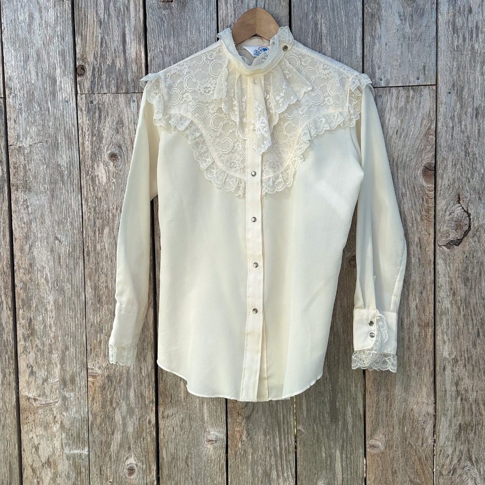 Vintage Western Cowboy Core Ivory Blouse